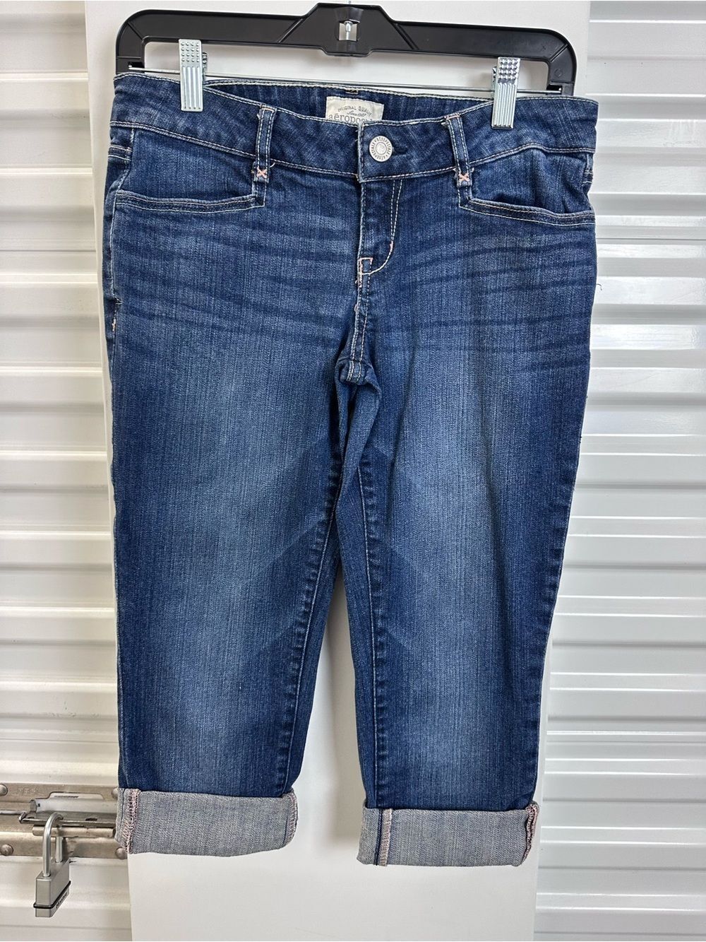 Aeropostale Dark Blue Cuffed Cropped Jeans